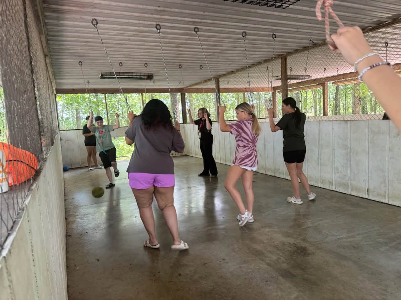 Campers playing gaga ball